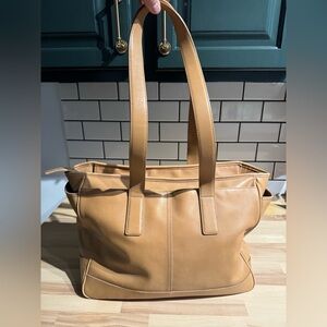 Vintage Leather Coach Tote Bag A2S-5098 Beige Camel Excellent Condition